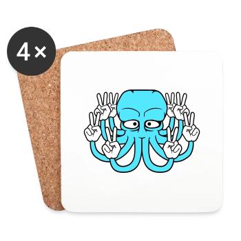 Kraken Peace Hand Sign Victory Symbol Hands Fun - Coasters (set of 4) - white - Front