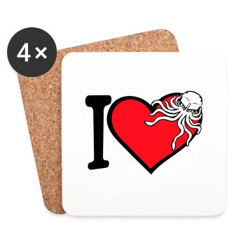 Ich liebe Oktopus Herz I Love Herz Symbol Logo süß - Untersetzer (4er-Set) - Weiß - Vorne