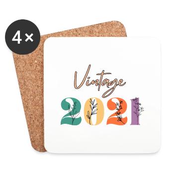 Vintage 2021 Floral - Coasters (set of 4) - white - Front