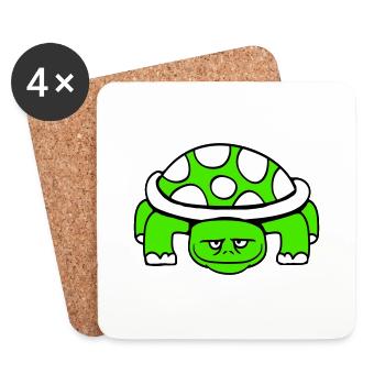 Turtle Cute Cute Funny Turtle Shell - Coasters (set of 4) - white - Front