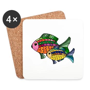Poissons - Dessous de verre (lot de 4) - blanc - Devant