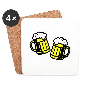Verre à bière, cheers symbole bière - Dessous de verre (lot de 4) - blanc - Devant