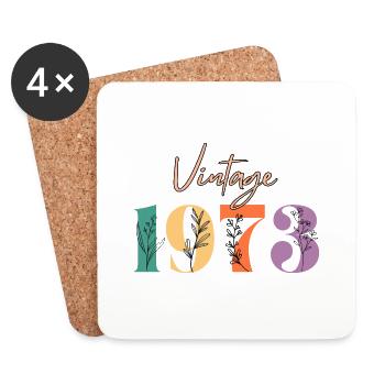 Vintage 1973 florale - Dessous de verre (lot de 4) - blanc - Devant