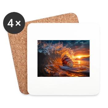 Sunset Wave & Seashell Symphony - Coasters (set of 4) - white - Front