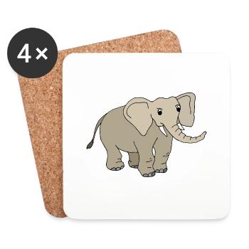 Éléphant - Dessous de verre (lot de 4) - blanc - Devant