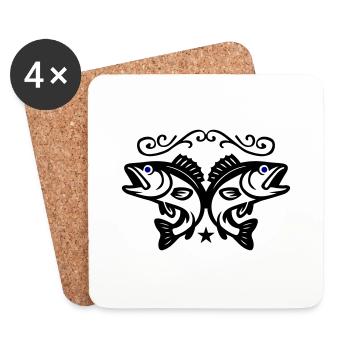 Icône Poissons - Dessous de verre (lot de 4) - blanc - Devant