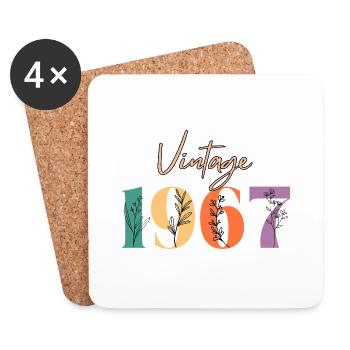 Vintage 1967 florale - Dessous de verre (lot de 4) - blanc - Devant