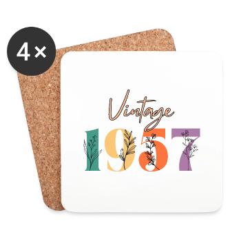 Vintage 1957 Floral - Coasters (set of 4) - white - Front