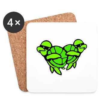 2 Tortues d’eau Dabbing Dab Dance Lunettes de soleil - Dessous de verre (lot de 4) - blanc - Devant
