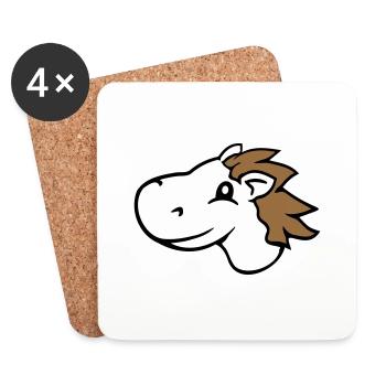 cheval mignon poney poulain équitation rapide comique cavalier - Dessous de verre (lot de 4) - blanc - Devant