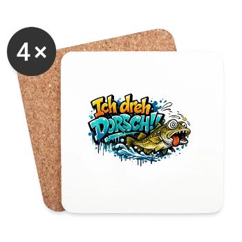Ich dreh Dorsch Graffiti Fisch - Untersetzer (4er-Set) - Weiß - Vorne