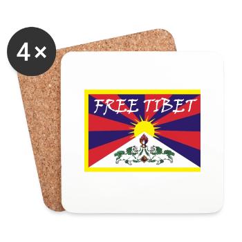 Free Tibet - Untersetzer (4er-Set) - Weiß - Vorne