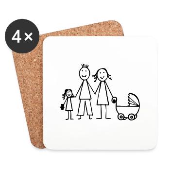 Familie - Untersetzer (4er-Set) - Weiß - Vorne