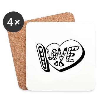 i love - Dessous de verre (lot de 4) - blanc - Devant