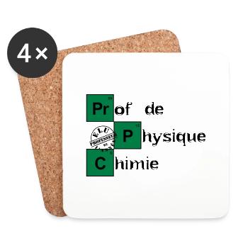 Elu prof de l'année - Physique Chimie - Dessous de verre (lot de 4) - blanc - Devant