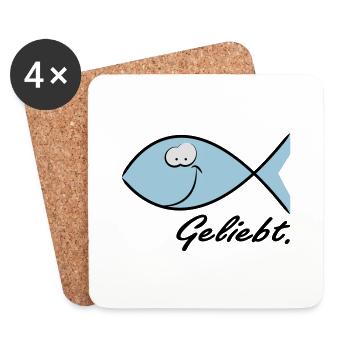 Happy Ichthys - Christliches Symbol Fisch - Untersetzer (4er-Set) - Weiß - Vorne