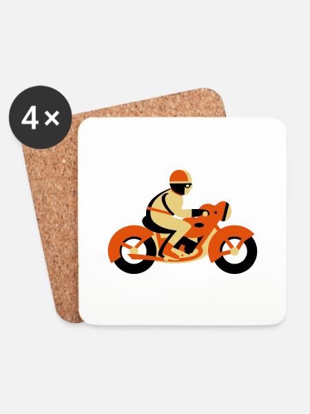 Vintage Motorrad, Biker, Motorradfahrer - Untersetzer (4er-Set) - Weiß