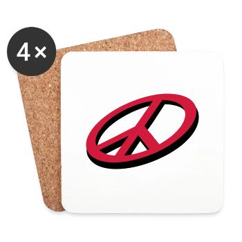 Frieden / peace (3D, 2c) - Untersetzer (4er-Set) - Weiß - Vorne