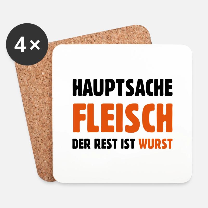 Hauptsache Fleisch - Untersetzer (4er-Set) - Weiß