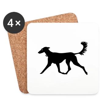 lévrier / greyhound (1c) - Dessous de verre (lot de 4) - blanc - Devant