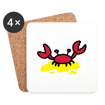 Cancer - plage - Dessous de verre (lot de 4) - blanc - Devant