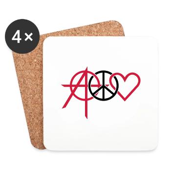 anarchy peace love (2c) - Untersetzer (4er-Set) - Weiß - Vorne
