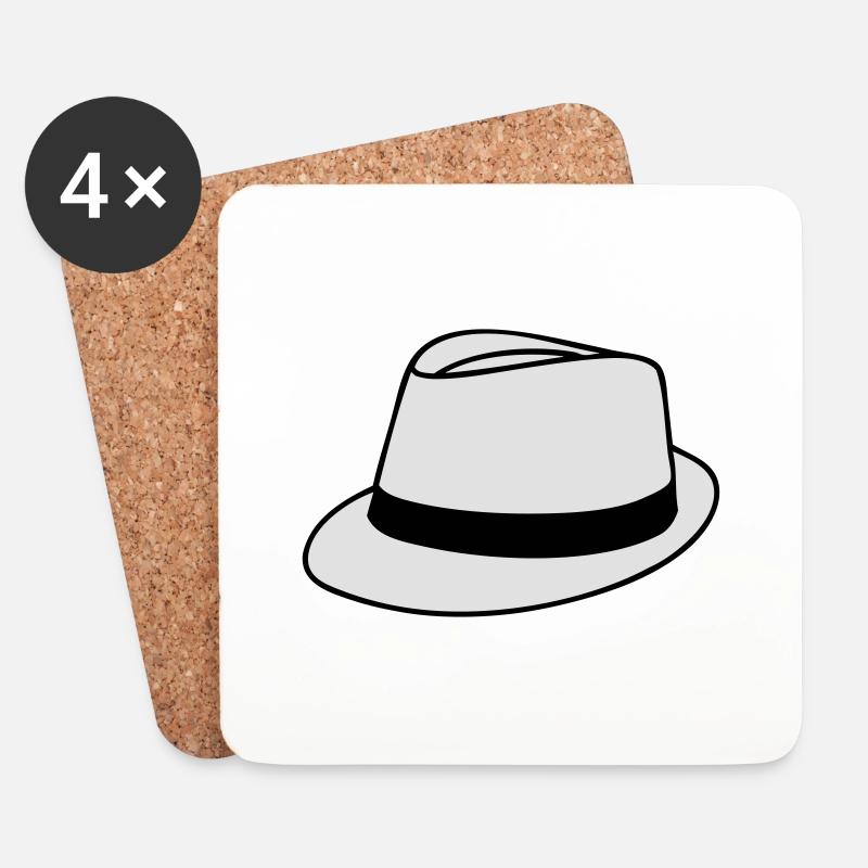 Hat - Coasters (set of 4) - white