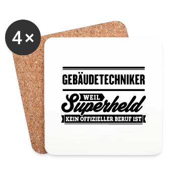 Superheld Gebäudetechniker - Untersetzer (4er-Set) - Weiß - Vorne