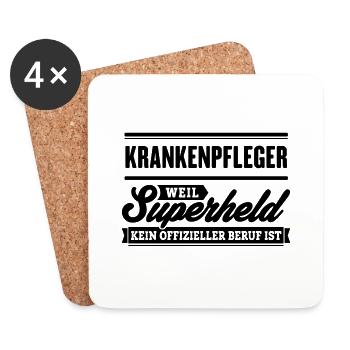Superheld Krankenpfleger - Untersetzer (4er-Set) - Weiß - Vorne
