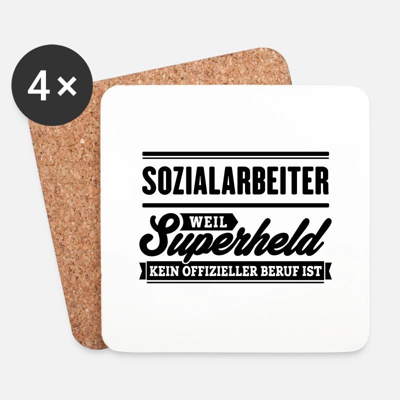 Superheld Sozialarbeiter - Untersetzer (4er-Set) - Weiß