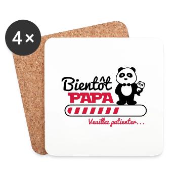 bientôt papa - Futur père - Panda - Dessous de verre (lot de 4) - blanc - Devant