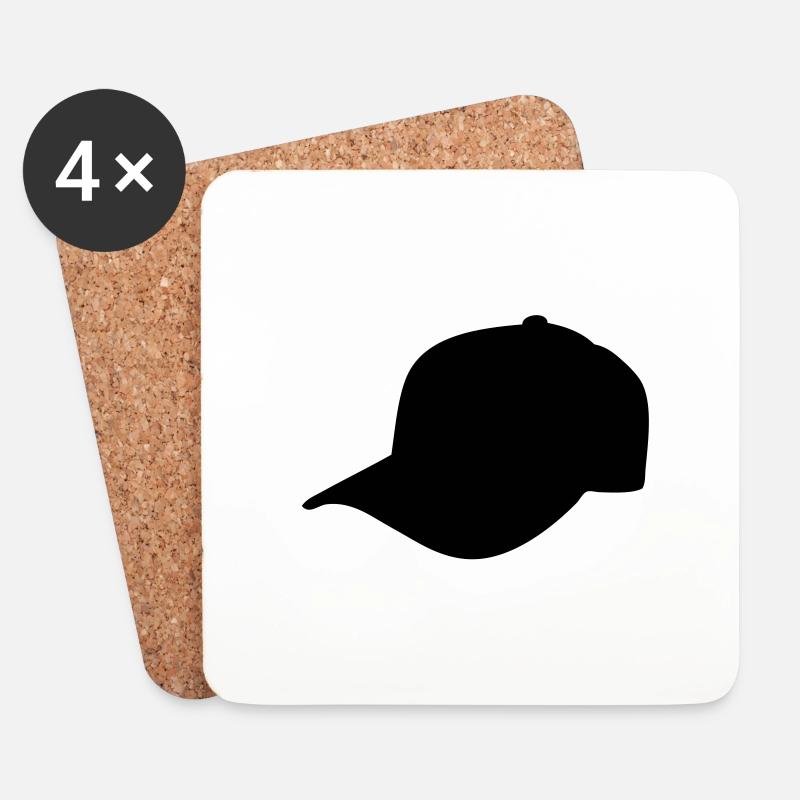 basecap schwarz links - Untersetzer (4er-Set) - Weiß