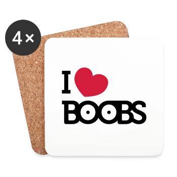 I love Boobs - Untersetzer (4er-Set) - Weiß - Vorne