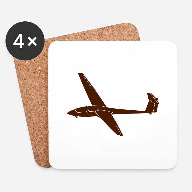ASK21 Segelflugzeug - Untersetzer (4er-Set) - Weiß