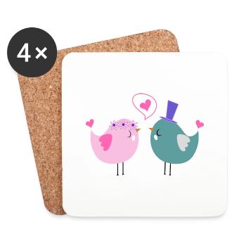 Bird Wedding - Coasters (set of 4) - white - Front