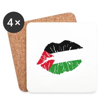 Kiss (Palestine / Palestine) - Dessous de verre (lot de 4) - blanc - Devant