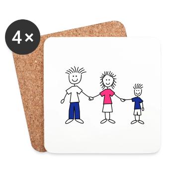 family_dad_and_mom_with_boy_3c - Dessous de verre (lot de 4) - blanc - Devant