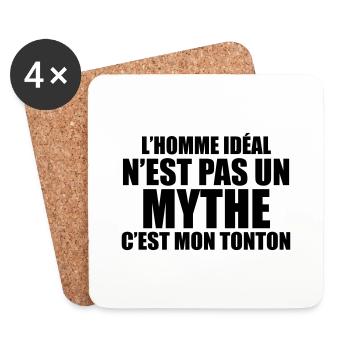l'homme idéal n'est pas un mythe c'est mon tonton - Dessous de verre (lot de 4) - blanc - Devant