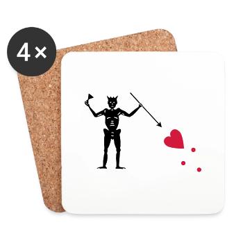Pirate Flag of Blackbeard (Edward Teach) - Coasters (set of 4) - white - Front