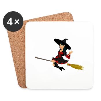 magische helloween Hexe - Untersetzer (4er-Set) - Weiß - Vorne