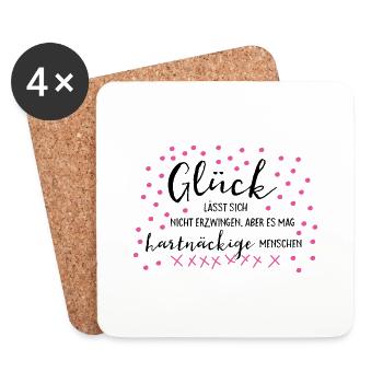 Glück... - Untersetzer (4er-Set) - Weiß - Vorne