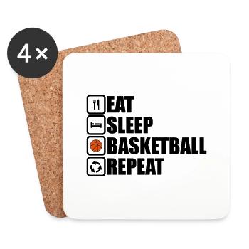 eat sleep basketball repeat - Coasters (set of 4) - white - Front