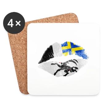 Kiss (Graubünden) - Coasters (set of 4) - white - Front