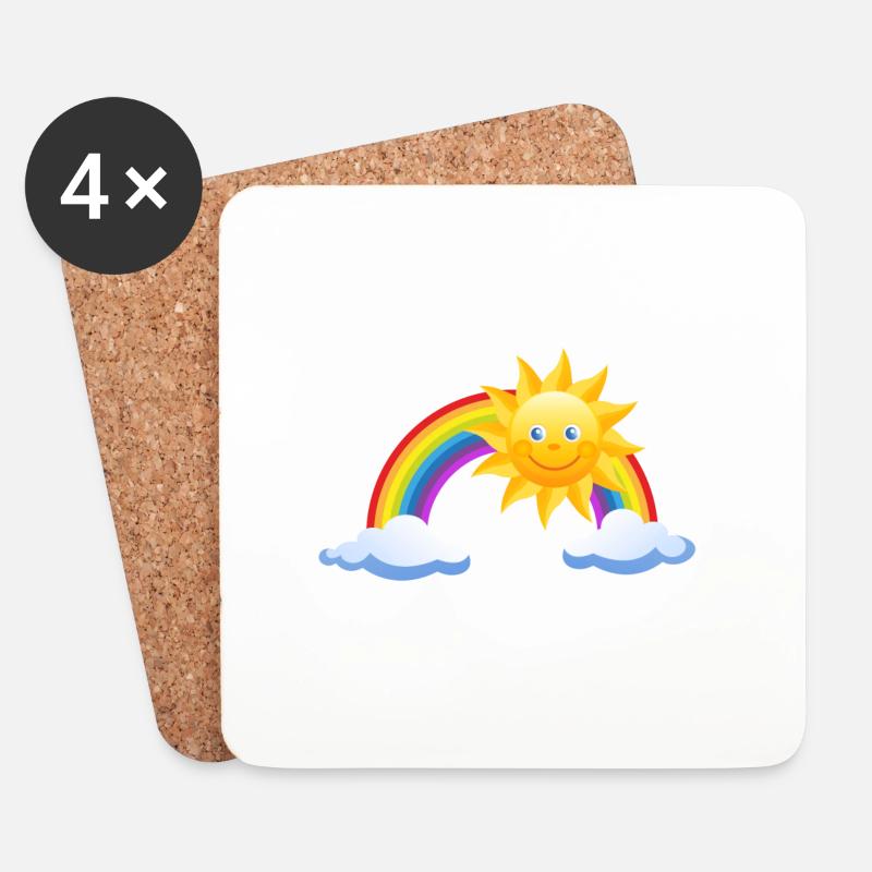 Sonne und Regenbogen - Untersetzer (4er-Set) - Weiß