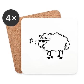 Bespectacled sheep - Coasters (set of 4) - white - Front