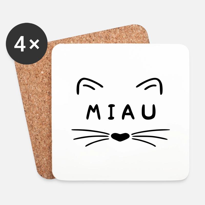 Katze MIAU - Untersetzer (4er-Set) - Weiß