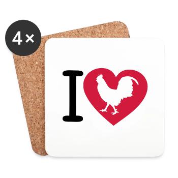 i love cock crew france1 - Coasters (set of 4) - white - Front