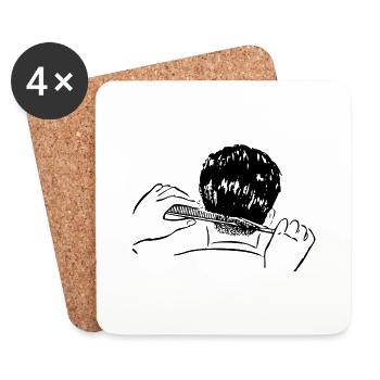 hairdresser barber barber hairdresser coiffeur beard b - Coasters (set of 4) - white - Front