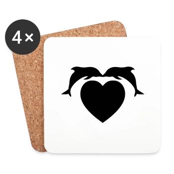 dolphin_love_f1 - Coasters (set of 4) - white - Front