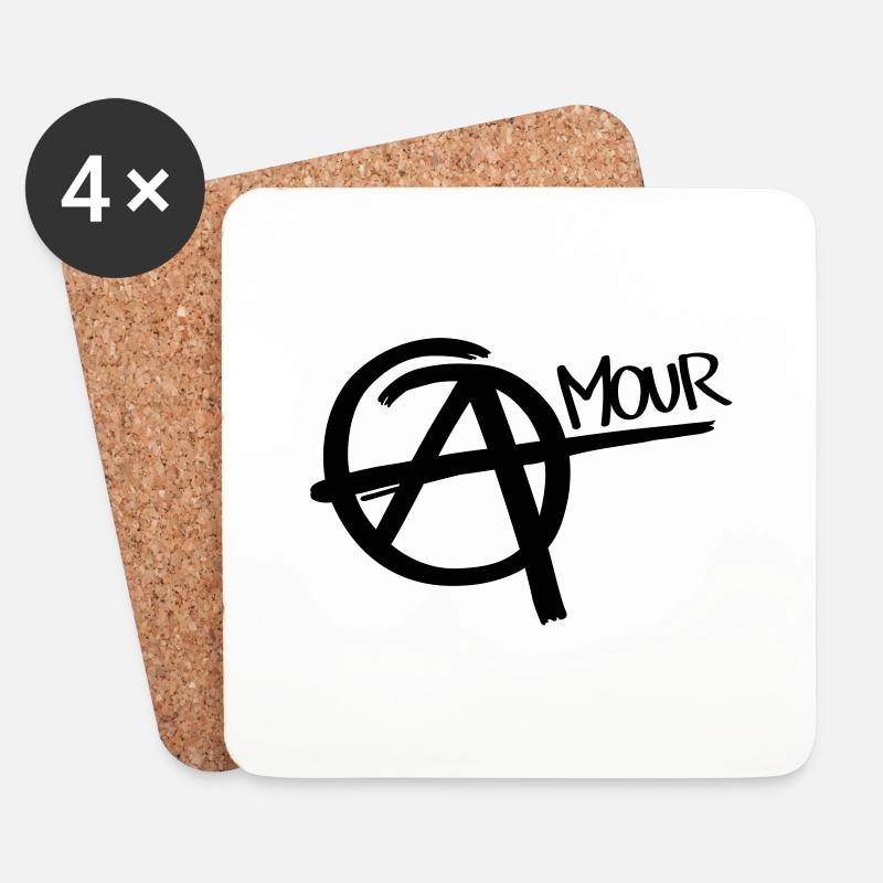 Anarchy and Love - Untersetzer (4er-Set) - Weiß